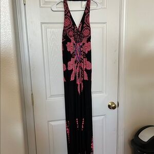 Elegant Black and Pink Maxi Dress
